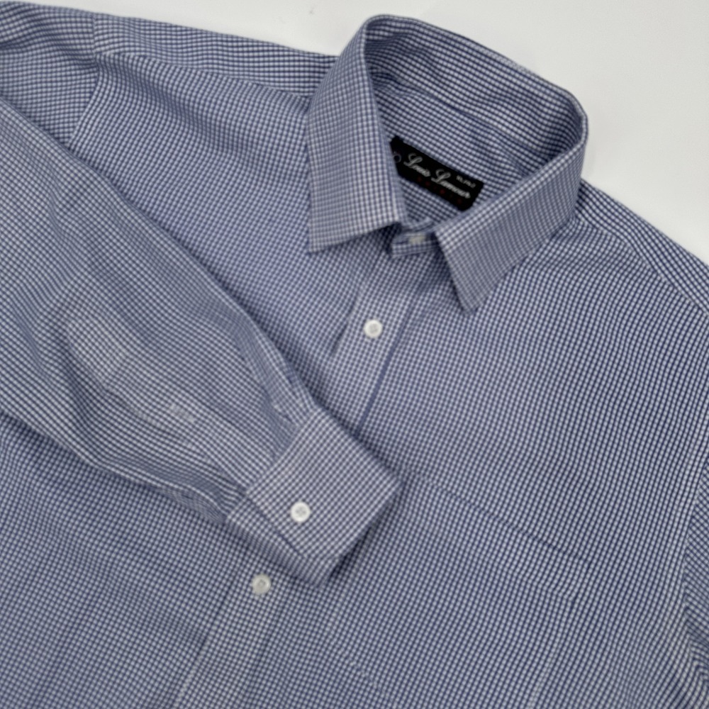 Louis Lamour Shirt Mens XL Blue White Check Long Sleeve Button Down Pocket Dress